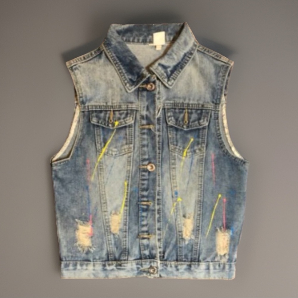 Festival Factory Destroyed Painted Mural Jean Vest